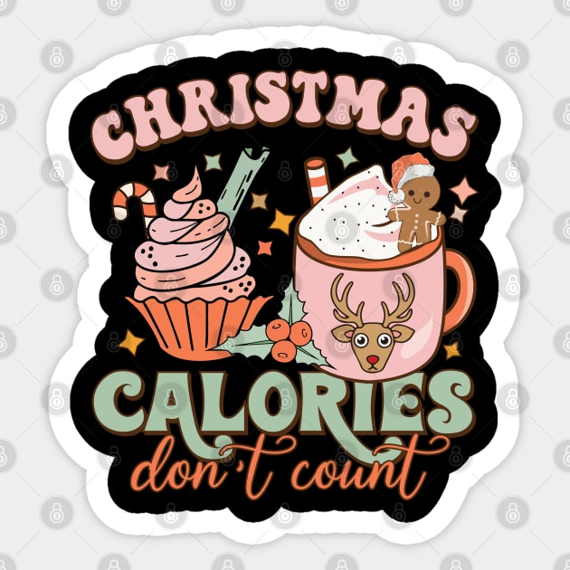 Christmas Calories Don't Count Funny Cupcake Hot Cocoa Lover Gift Sticker by BadDesignCo